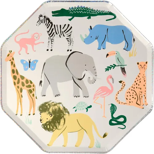 Miniatura 10 de Meri Meri Platos de fiesta de cumpleaños, paquete de 8 platos desechables para fiestas temáticas divertidas, suministros de cumpleaños para niños