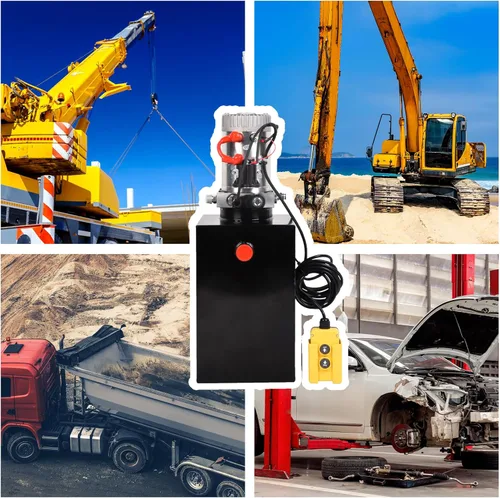 Miniatura 7 de Unidad de potencia hidráulica de 15 cuartos de galón de 12 V DC Bomba hidráulica de efecto único de depósito de metal Bomba de remolque