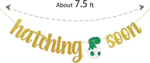 Miniatura 2 de Hatching Soon Banner de dinosaurio para baby shower para niños, suministros de fiesta de dinosaurios, pancarta de bienvenida para bebé, suministros