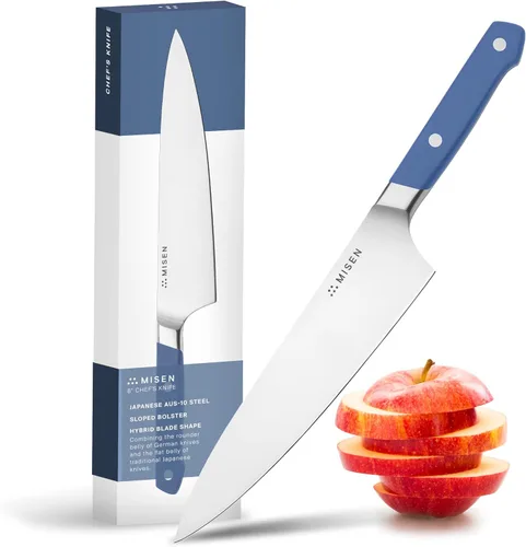 Miniatura 22 de Misen - Cuchillo utilitario de 5.5 pulgadas – Acero inoxidable AUS-10 japonés de alto carbono – Hoja híbrida alemana y japonesa – Cuchillo de cocina