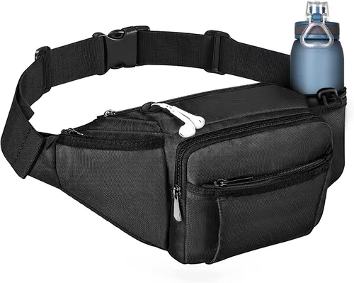 NOOLA Riñonera de Cintura para Hombres Mujeres, Bolsa de Cintura Ligera con Soporte para Botella de Agua, Bolsa de Cintura Ajustable con Múltiples