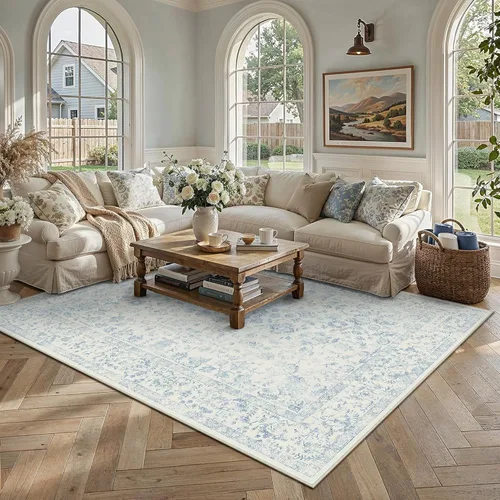 Miniatura 82 de PureCozy Alfombra de área beige de 2 x 3 pulgadas, lavable, vintage, pequeña, para entrada, cocina, suave, retro, floral, de pelo bajo, tapete