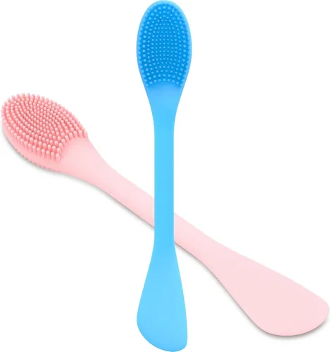 Miniatura 9 de Cepillo de limpieza facial de silicona – 2 unidades de exfoliante de doble extremo para limpieza profunda de poros, eliminación de puntos negros