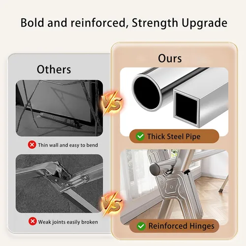 Miniatura 2 de Clothes Drying Rack, Foldable Stainless Steel Laundry Drying Rack with Extendable Rods - High Capacity for Blankets, Sheets, Portable,Easy to Move