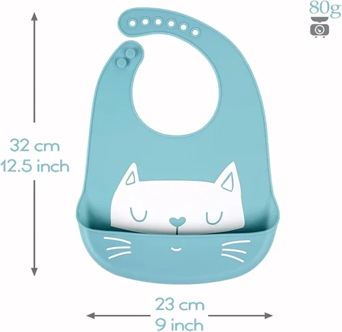 Miniatura 4 de Baberos de alimentación del silicón del bebé, 3pcs baberos impermeables ajustables para la alimentación