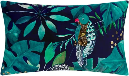 Miniatura 8 de Funda de almohada decorativa de loro verde azulado, diseño floral de pájaros tropicales, funda de almohada suave de lujo bohemia para sofá, cama