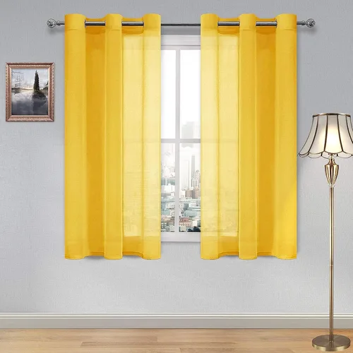Miniatura 103 de DWCN Cortinas traslúcidas color verde frijol para sala de estar y dormitorio - Cortinas voile con aspecto de lino sintético con ojales en la parte