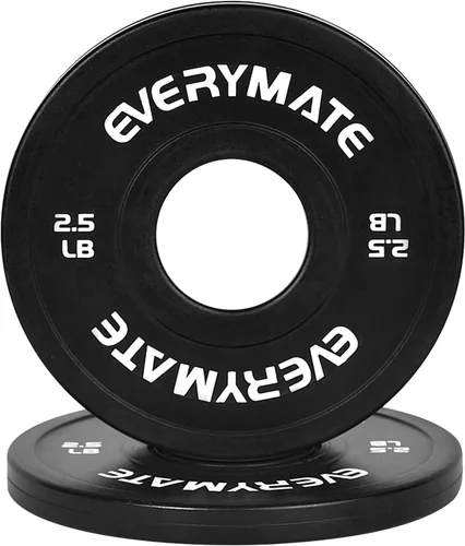 EVERYMATE Juego de placas de peso de cambio negro, 1.25 libras, 2.5 libras, 5 libras, juego de placas olímpicas fraccionarias para entrenamiento 2.5