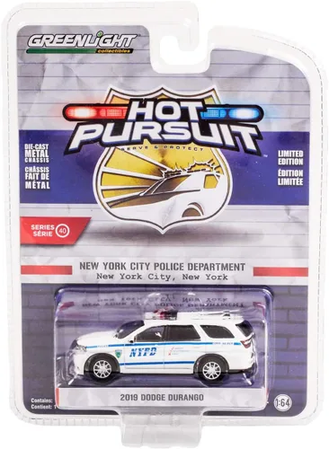 Greenlight 42980 F - Durango White with Blue Stripes NYPD New York City Police Department (Nueva York) Hot Pursuit 1/64 Diecast Model Car