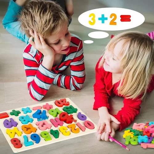 Miniatura 5 de Attmu Rompecabezas de madera para niños pequeños, rompecabezas del alfabeto y números, 2 en 1 juguetes educativos de aprendizaje preescolar