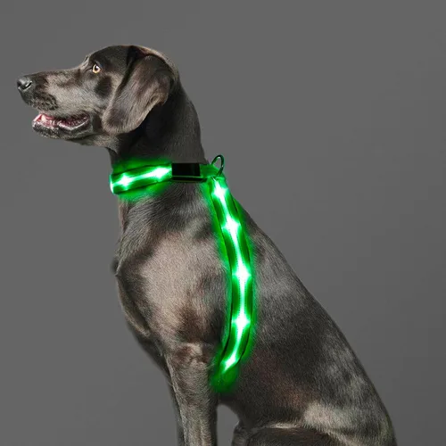 Miniatura 7 de Arnés de chaleco para perro con luz LED, recargable, ajustable y reflectante, arnés con luz LED brillante y oscura, para caminar de seguridad Verde