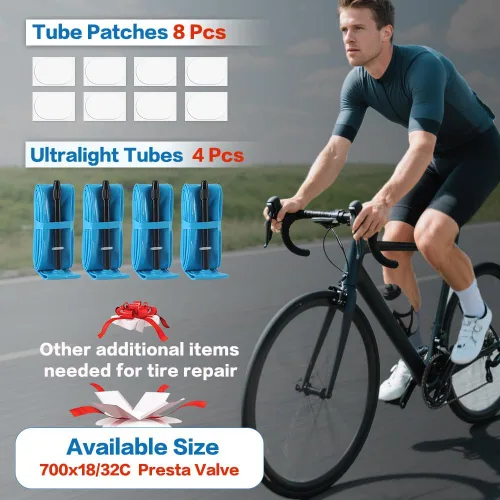 Miniatura 2 de Paquete de 4 tubos interiores ultraligeros de TPU para bicicleta, 700x18C/23C/25C/28C/30C/32C Presta 45/65/3.346 in para viajes diarios, conducción
