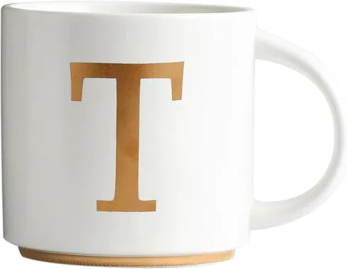 Miniatura 24 de COLLECTIVE HOME - Tazas de cerámica con monograma, tazas de café con inicial dorada de 15 onzas, elegantes tazas de té del alfabeto, elegante taza p