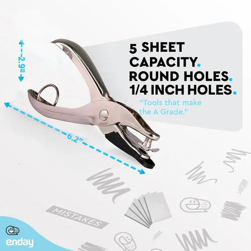 Miniatura 5 de Perforadora de un solo agujero de metal, perforadora de 6 mm para papel y manualidades de forma redonda circular, perforadora de papel con capacidad
