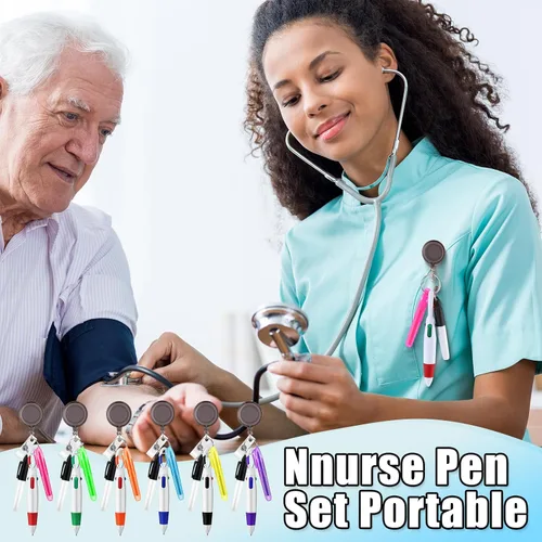 Miniatura 3 de Fulmoon Juego de 150 bolígrafos para enfermera, 30 carretes retráctiles de enfermería, 30 bolígrafos, 30 mini resaltadores, 30 rotuladores