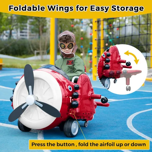 Miniatura 7 de Avión de paseo con control remoto TOBBI - Auto infantil con batería, auto para niños pequeños de 12V para conducir, autos eléctricos de paseo