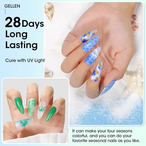 Miniatura 5 de GELLEN Blooming Gel para uñas, esmalte de uñas de gel transparente de 0.6 fl oz para arte de uñas, fácil de diseñar, degradado de acuarela de mármol