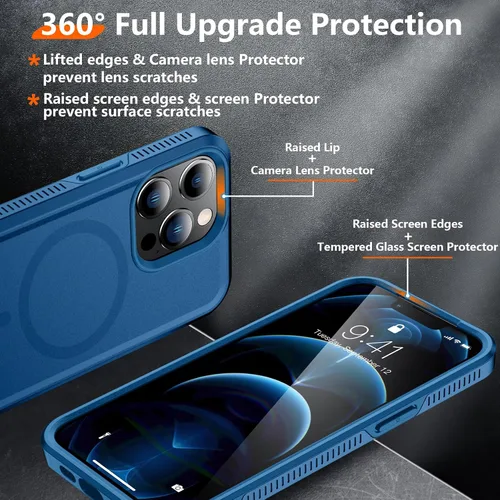 Miniatura 4 de Red2Fire Funda magnética fuerte para iPhone 12 Pro Max [compatible con MagSafe] con 2 unidades [protector de pantalla de vidrio templado] Funda