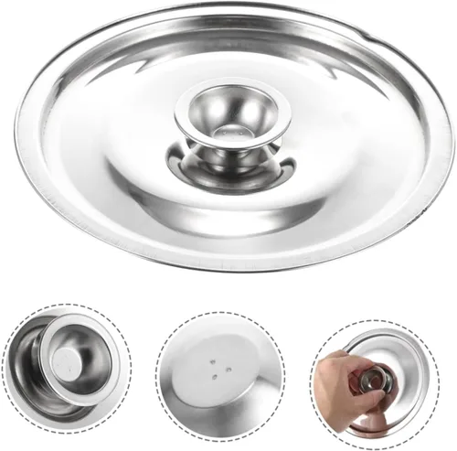 Miniatura 3 de STOBAZA Tapa para tarro de aceite de 7.08 pulgadas, reutilizable, con mango de madera antiquemaduras, ajuste universal para ollas y sartenes