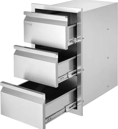 Miniatura 21 de VEVOR Cajones de cocina para exteriores de 14 x 20.3 pulgadas, cajones triples de montaje empotrado, 14 pulgadas de ancho x 20.3 pulgadas de alto x