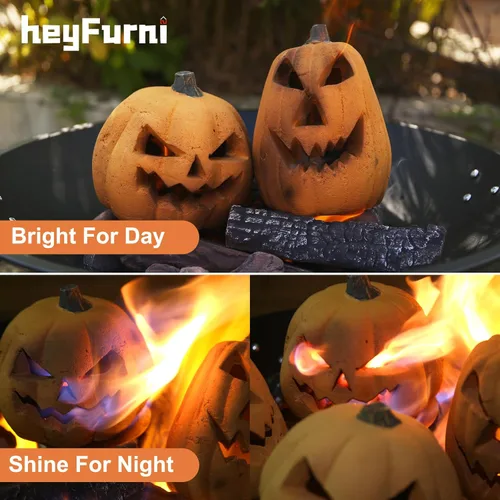 Miniatura 4 de heyfurni Tronco de calabaza de cerámica ignífugo para hoguera, fogata, chimenea, hoguera, decoración de Halloween, para fuegos de propano, gel