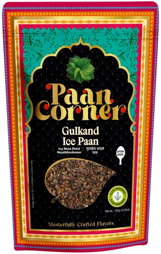 Paan Corner Gulkand Ice Paan, Ambientador bucal de pétalos de rosa helado con cuchara, 4.23 onzas