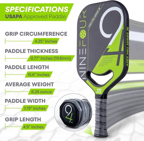 Miniatura 4 de Apex Pro Series - Paleta de pickleball de fibra de carbono 3k, aprobada por USAPA, superficie de alto giro, control definitivo, núcleo