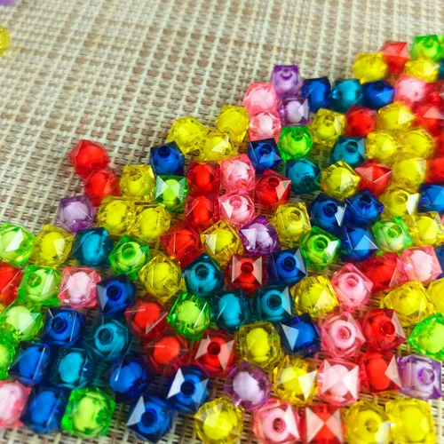 Miniatura 4 de Cubo de 400 cuentas espaciadoras de cristal cuadradas transparentes facetadas de 0.315 pulgadas (0.315 in), cuentas redondas