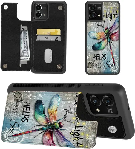 Miniatura 8 de Funda tipo cartera para Moto G Stylus 5G 2023 con soporte para tarjetas, bloqueo RFID, piel sintética, función atril, cierre magnético, funda