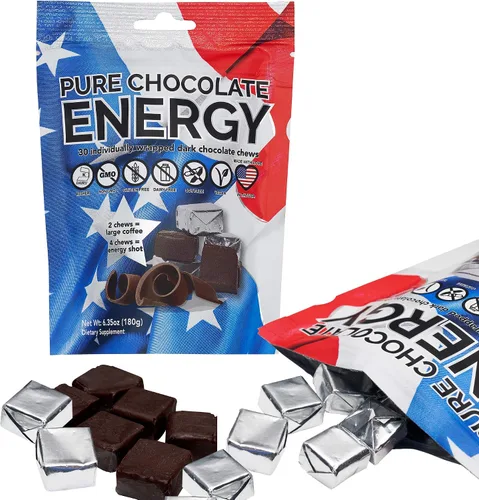 Miniatura 2 de Masticables energéticos de chocolate puro, con cafeína, chocolate negro (30 unidades)