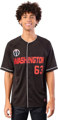 Miniatura 10 de Ultra Game Camiseta de béisbol oficial de la NBA con botones y botones para hombre Negro 23