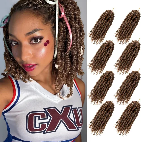 Miniatura 15 de Bileaf Cabello de Ganchillo Passion Twist Pre-retorcido de 10 Pulgadas, 8 Paquetes de Ganchillo Passion Twist, Cabello Corto Passion Twist