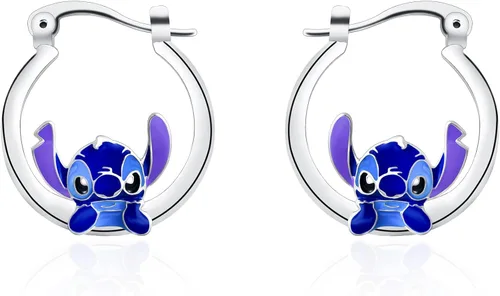 Pendientes de puntada para niñas, regalos de puntada Ohana Means, aretes de aro para familia, joyería de puntada, regalo de cumpleaños para hija o