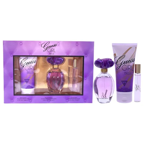 Guess Girl Belle - Set de regalo de 3 piezas de 3.4 onzas EDT en aerosol, spray de viaje EDP de 0.5 onzas, loción corporal de 6.7 onzas