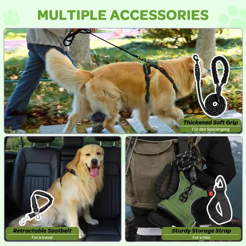 Miniatura 5 de FURRYFECTION Arnés a cuadros para perros pequeños, chaleco reflectante ajustable sin tirones para mascotas con clip frontal, correa, asa de fácil