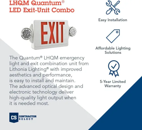Miniatura 2 de Lithonia Lighting Quantum - Señal de salida LED / luz de emergencia, señal de salida y luces de emergencia para negocios, accesorio de 2 cabezales