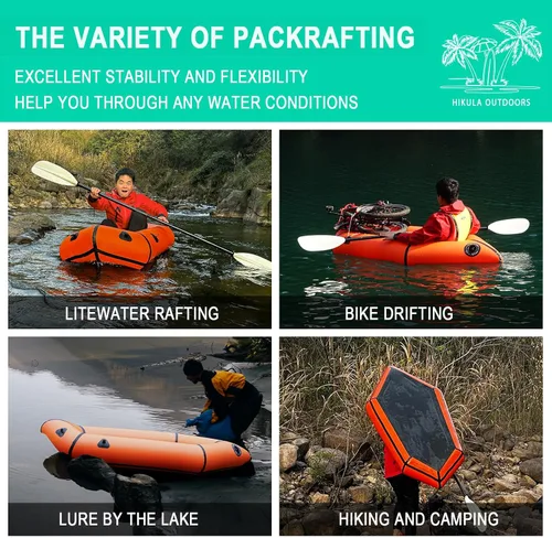 Miniatura 6 de Inflatable Lightweight TPU PackRaft Eco-Friendly White Water Rafting Micro Inflatable Kayak Canoe Carry Bag Included