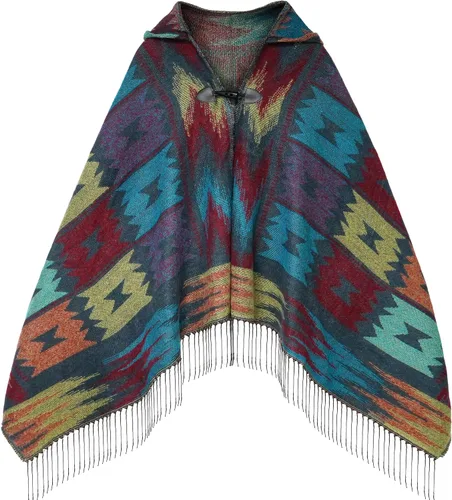 Miniatura 16 de Uyuni Poncho con volantes estilo chal bohemio para mujer, holgado, vintage