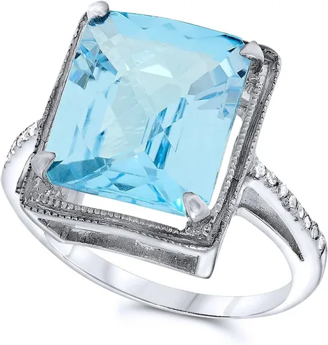Miniatura 2 de Plata de ley 925 topacio azul genuino, piedra natal de diciembre