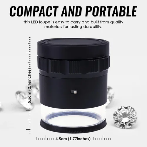 Miniatura 8 de Jewelers - Lupa iluminada de 0.984 in con lupa enfocada en LED para gemas, óptica textil, bordado, placa de circuito, monedas, escala de retícula 1
