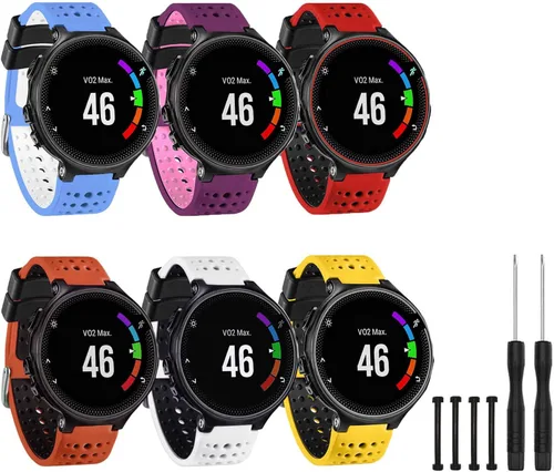 Miniatura 8 de GVangel - Correa compatible con reloj inteligente Garmin Forerunner 235, correa de silicona suave de repuesto para 220/230/235/620/630/735XT/235