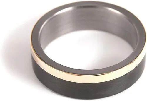 Miniatura 2 de 18ct gold, titanium and carbon fiber ring (00424_7N)