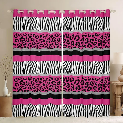Miniatura 14 de Feelyou Cortinas de ventana de leopardo para decoración de dormitorio, cortina de guepardo africano, diseño de leopardo arcoíris, cortinas de Multi