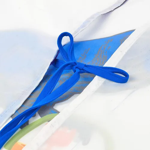 Miniatura 5 de PASHOP Bata de arte para niños, de unicornio, impermeable, para niñas, niños, manga larga, hasta la rodilla, con bolsillo (dinosaurio azul, 3-7 años)