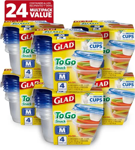 Miniatura 19 de Glad GladWare Entree - Recipientes de almacenamiento de alimentos con tapas, plástico cuadrado mediano sin BPA para preparación de comidas