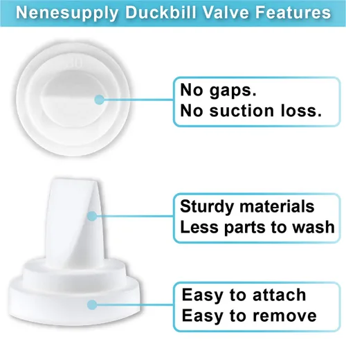 Miniatura 5 de Válvulas NeneSupply Duckbill. Diseñado para extractores de leche Medela, Spectra S1, S2, 9 Plus, Spectra Dew 350 y protectores NeneSupply. Sustituye