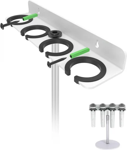 Miniatura 10 de Soporte Múltiple de Micrófonos Mejorado 2025 para Soporte de Micrófono, Organizador de Almacenamiento para Micrófonos Dinámicos Cableados e