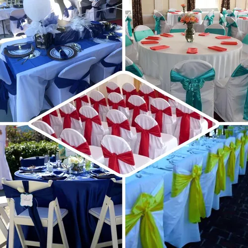 Miniatura 5 de Efavormart 5 piezas de fajas para sillas de poliéster color beige con lazos para decoración de sillas en bodas, eventos, suministros para decoración