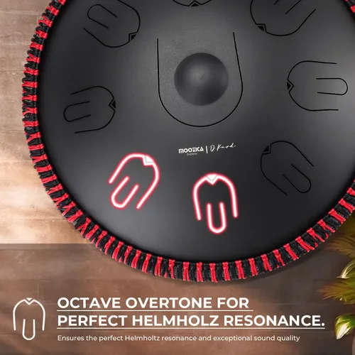 Miniatura 4 de Moozica Tambor de lengua de acero para mano, 14 pulgadas, 17 notas en re menor con diseño de octava sobretono, instrumento de percusión de tambor