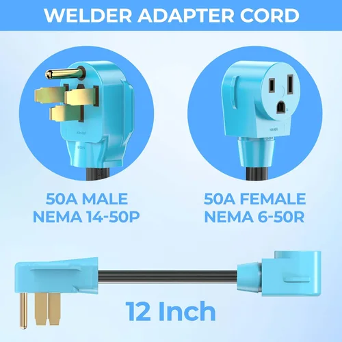 Miniatura 4 de CircleCord Cable Adaptador de Soldador, NEMA 14-50P Macho a 6-50R Hembra, Adaptador de Enchufe de Alimentación de Soldador de 50 Amperios, Cable STW
